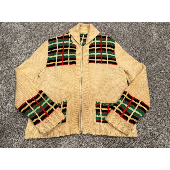 Vintage Cowichan Knit Style Multicolored Zip Up Sweater - Picture 2 of 11